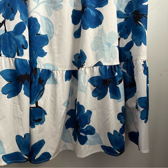 Bloomchic Size 26 floral blue midi dress smocked Easter spring summer maxi 3x 4x - Picture 4 of 8